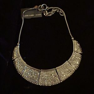 Chrome black diamond studded choker.